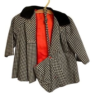Millicent's of San Francisco Vintage Gingham Check Coat & Cap Black & White 2T